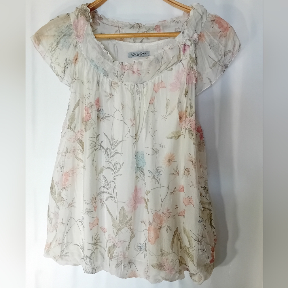 Elena Baldi Floral Chiffon Blouse size L
